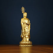 Buddha Stones Ksitigarbha Bodhisattva Figurine Compassion Copper Statue Home Offering Decoration