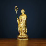 Buddha Stones Ksitigarbha Bodhisattva Figurine Compassion Copper Statue Home Offering Decoration Decorations BS 6