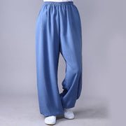 Buddha Stones Summer Elastic Waist Tai Chi Qigong Practice Cotton Linen Unisex Pants