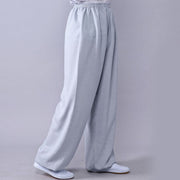 Buddha Stones Summer Elastic Waist Tai Chi Qigong Practice Cotton Linen Unisex Pants