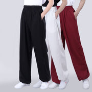 Buddha Stones Summer Unisex Elastic Waist Tai Chi Qigong Practice Breathable Cotton Linen Pants With Pockets Unisex Pants BS 13