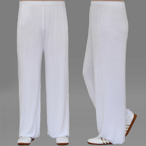 Buddha Stones Summer Elastic Waist Tai Chi Qigong Practice Modal Unisex Pants Unisex Pants BS White 3XL-FIT FOR US/UK/AU/EU-2XL