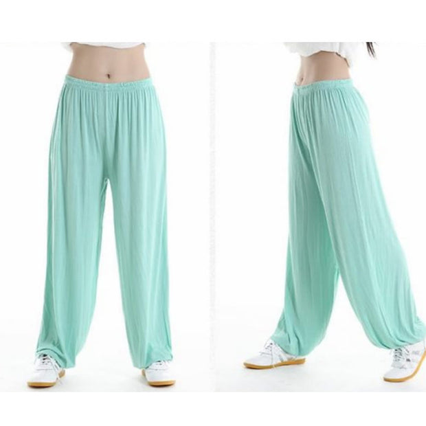 Buddha Stones Summer Elastic Waist Tai Chi Qigong Practice Modal Unisex Pants Unisex Pants BS 21