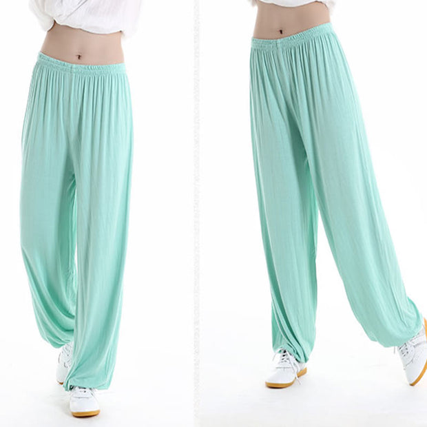 Buddha Stones Summer Elastic Waist Tai Chi Qigong Practice Modal Unisex Pants Unisex Pants BS 22