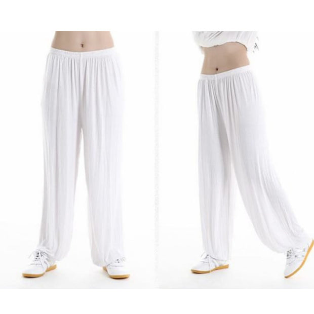 Buddha Stones Summer Elastic Waist Tai Chi Qigong Practice Modal Unisex Pants Unisex Pants BS 11