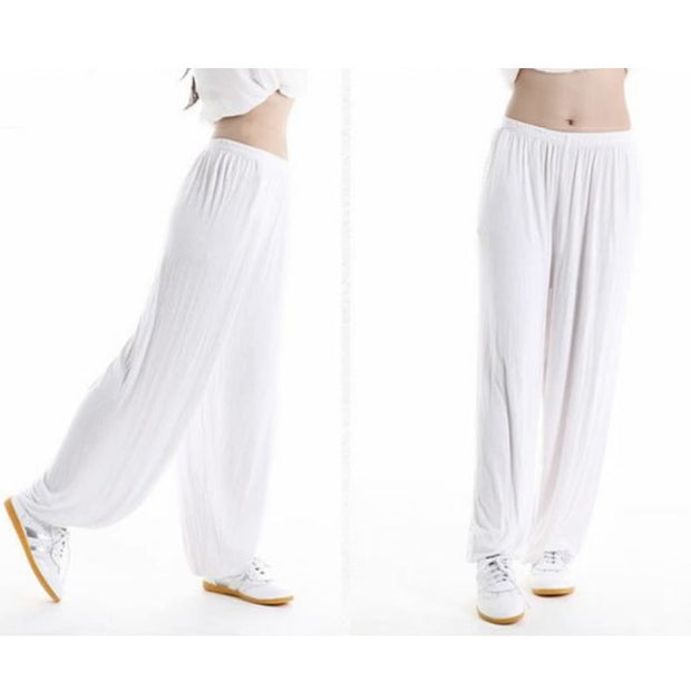 Buddha Stones Summer Elastic Waist Tai Chi Qigong Practice Modal Unisex Pants Unisex Pants BS 12