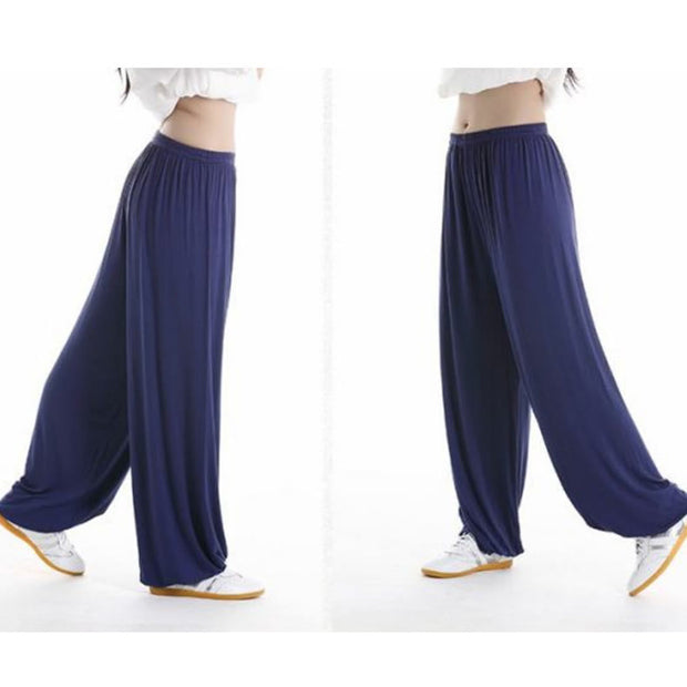 Buddha Stones Summer Elastic Waist Tai Chi Qigong Practice Modal Unisex Pants Unisex Pants BS 27