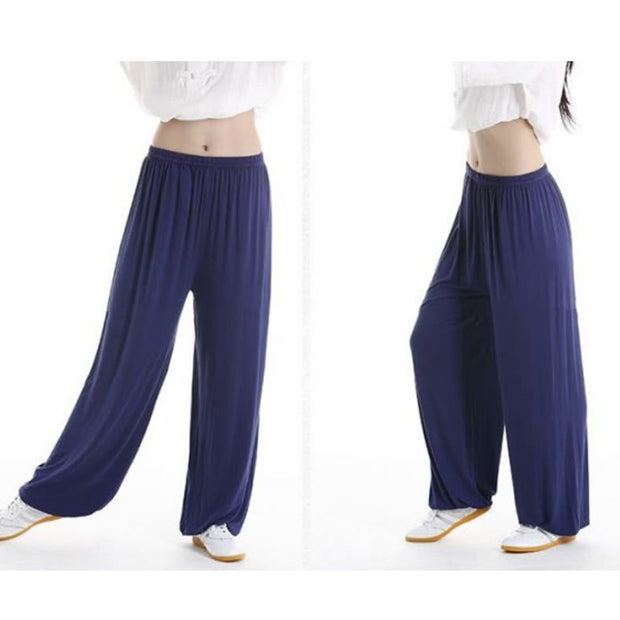 Buddha Stones Summer Elastic Waist Tai Chi Qigong Practice Modal Unisex Pants Unisex Pants BS 28