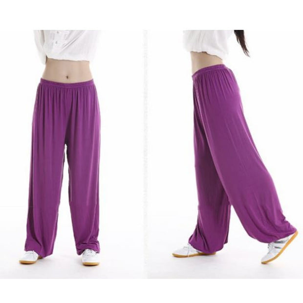 Buddha Stones Summer Elastic Waist Tai Chi Qigong Practice Modal Unisex Pants