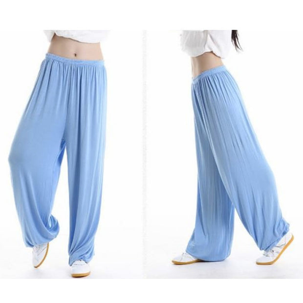 Buddha Stones Summer Elastic Waist Tai Chi Qigong Practice Modal Unisex Pants Unisex Pants BS 25