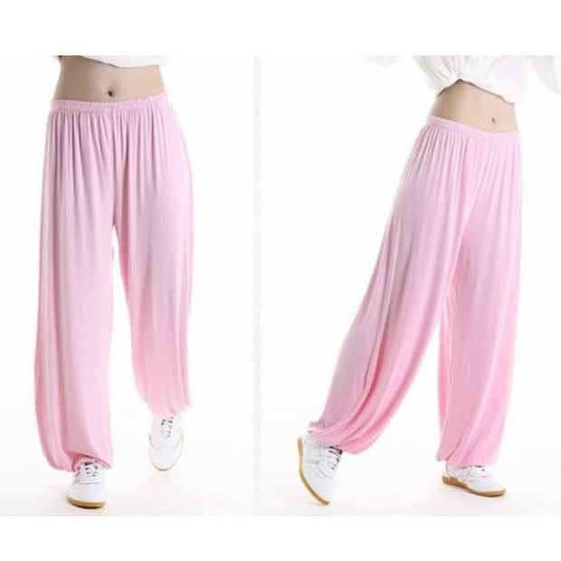 Buddha Stones Summer Elastic Waist Tai Chi Qigong Practice Modal Unisex Pants Unisex Pants BS 14