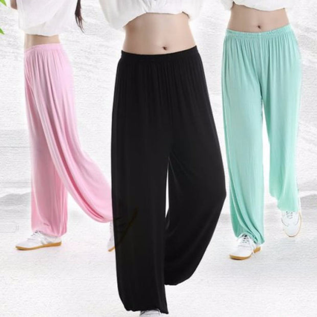 Buddha Stones Summer Elastic Waist Tai Chi Qigong Practice Modal Unisex Pants