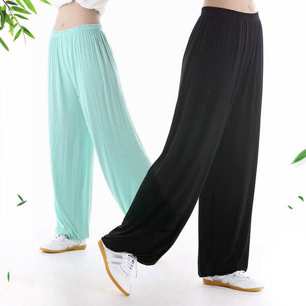 Buddha Stones Summer Elastic Waist Tai Chi Qigong Practice Modal Unisex Pants Unisex Pants BS 20