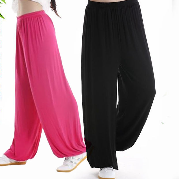 Buddha Stones Summer Elastic Waist Tai Chi Qigong Practice Modal Unisex Pants Unisex Pants BS 32