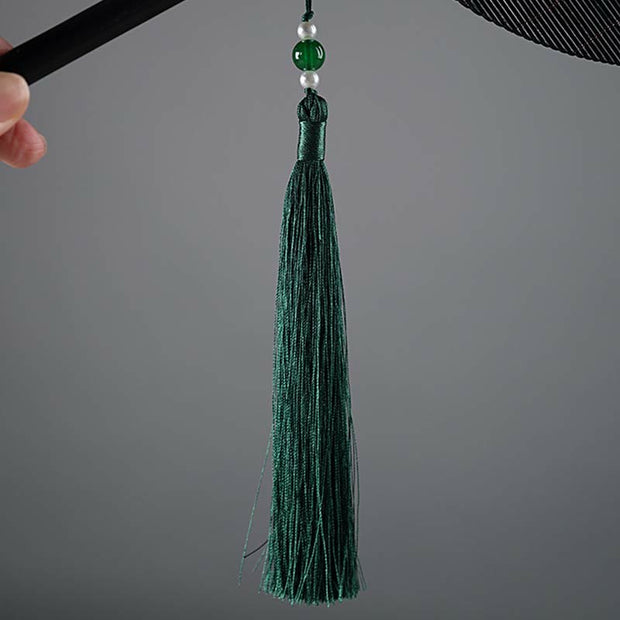 Buddha Stones Chinese Style Handmade Bamboo Long Handle Portable Curlable Fan Fan BS 6