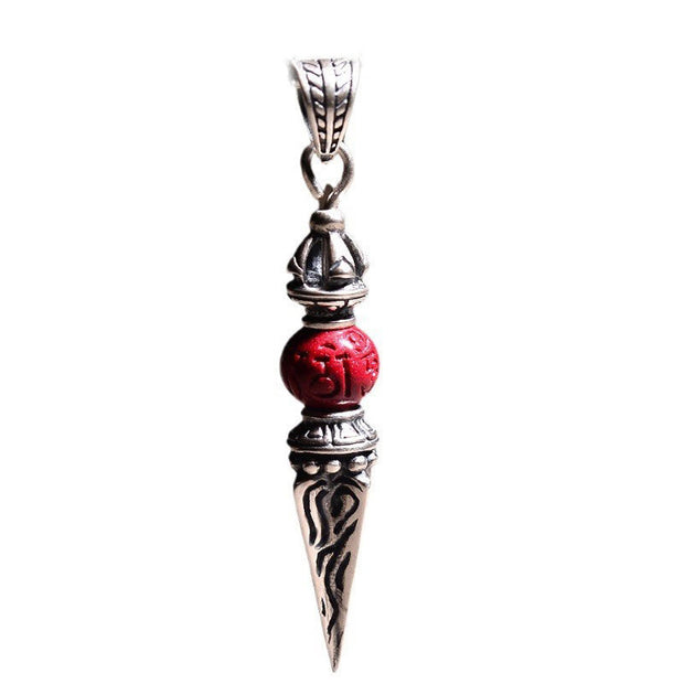 FREE Today: Purity And Wisdom Cinnabar Sanskrit Dorje Vajra Pattern Necklace Pendant