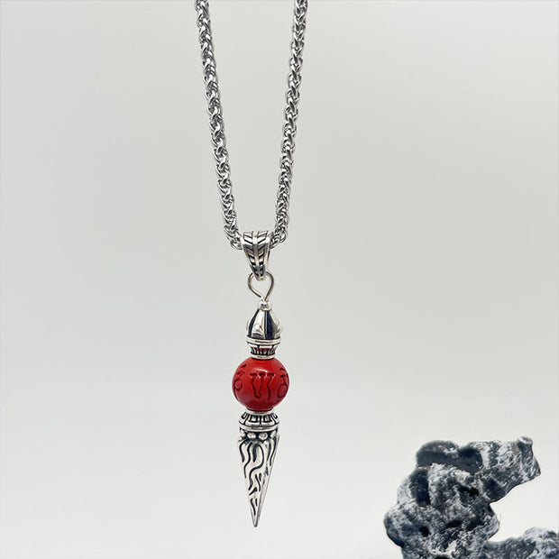 FREE Today: Purity And Wisdom Cinnabar Sanskrit Dorje Vajra Pattern Necklace Pendant