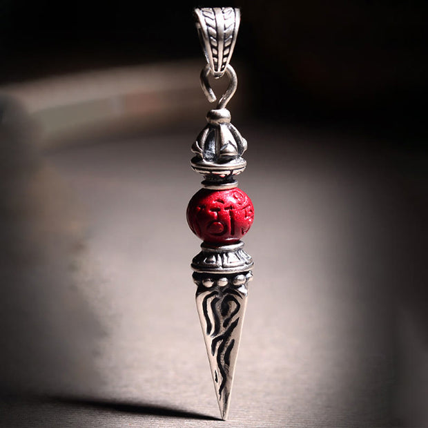 FREE Today: Purity And Wisdom Cinnabar Sanskrit Dorje Vajra Pattern Necklace Pendant