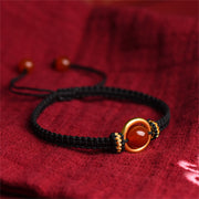 Buddha Stones Red Agate Bead Peace Buckle Calm Rope Bracelet Bracelet BS 11