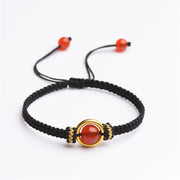 Buddha Stones Red Agate Bead Peace Buckle Calm Rope Bracelet