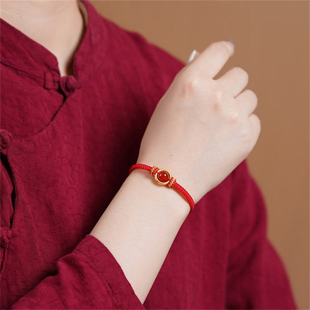 FREE Today: Improve Self-Confidence Red Agate Bead Peace Buckle Rope Bracelet