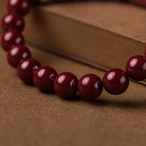 Buddha Stones Natural Cinnabar Heart Sutra Blessing Bracelet