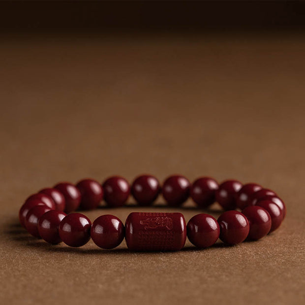 Buddha Stones Natural Cinnabar Heart Sutra Blessing Bracelet