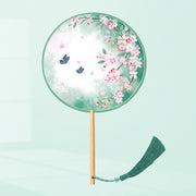 Buddha Stones Ginkgo Leaf Koi Fish Cherry Blossom Spring Flowers Handheld Wood Handle Fan Fan BS Butterfly Flower 21*15cm