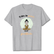 Buddha Stones I Live In Peace And Gratitude Illustration Buddha Tee T-shirt