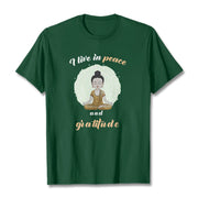 Buddha Stones I Live In Peace And Gratitude Illustration Buddha Tee T-shirt