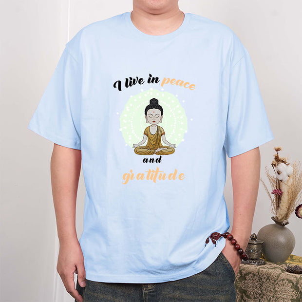 Buddha Stones I Live In Peace And Gratitude Illustration Buddha Tee T-shirt