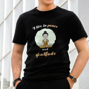 Buddha Stones I Live In Peace And Gratitude Illustration Buddha Tee T-shirt