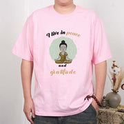 Buddha Stones I Live In Peace And Gratitude Illustration Buddha Tee T-shirt