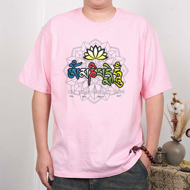 Buddha Stones Om Mani Padme Hum Lotus Tee T-shirt