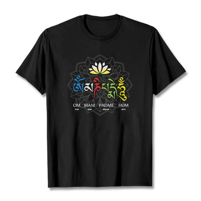 Buddha Stones Om Mani Padme Hum Lotus Tee T-shirt T-Shirts BS Black 2XL