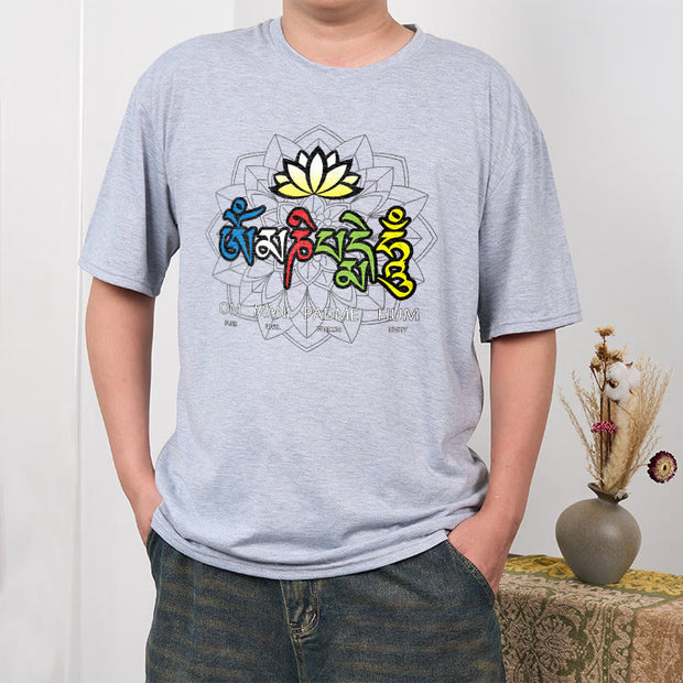 Buddha Stones Om Mani Padme Hum Lotus Tee T-shirt T-Shirts BS 19