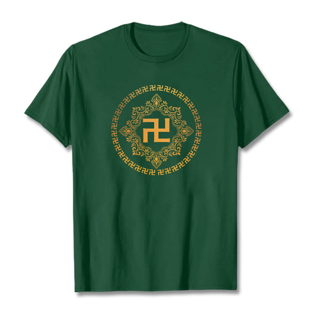 Buddha Stones Swastika Tee T-shirt T-Shirts BS Forest Green 2XL