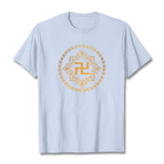 Buddha Stones Swastika Tee T-shirt T-Shirts BS Light Cyan 2XL