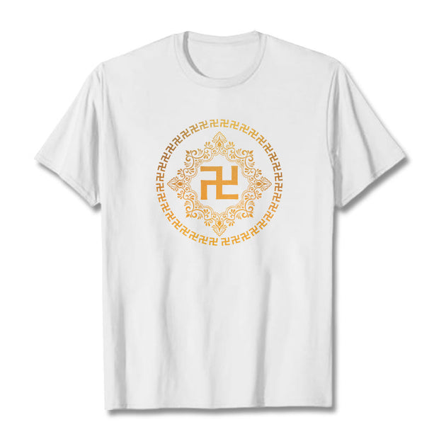 Buddha Stones Swastika Tee T-shirt T-Shirts BS White 2XL