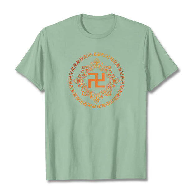 Buddha Stones Swastika Tee T-shirt T-Shirts BS Pale Green 2XL