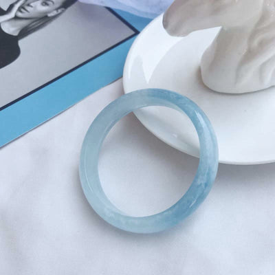 Buddha Stones Natural Aquamarine Blessing Bangle Bracelet (Extra 30% Off | USE CODE: FS30)