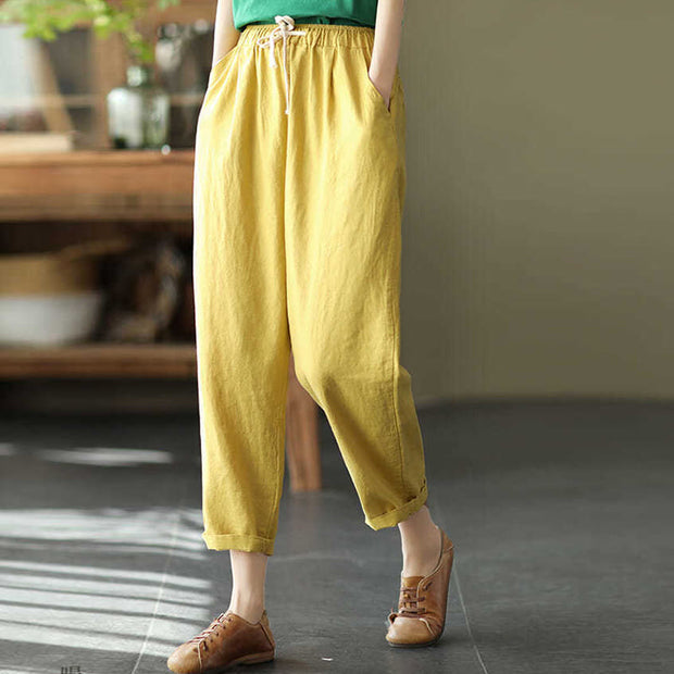 Buddha Stones Casual Women's Cotton Drawstring Harem Pants With Pockets Women's Harem Pants BS 5