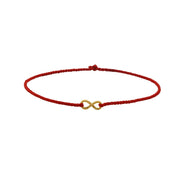 Buddha Stones 999 Gold Mobius Infinite Love Fu Character Copper Coin Protection Handmade Ultra-Thin Rope Bracelet Bracelet BS 11