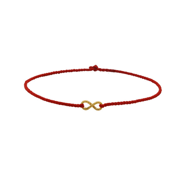 Buddha Stones 999 Gold Mobius Infinite Love Fu Character Copper Coin Protection Handmade Ultra-Thin Rope Bracelet Bracelet BS 11