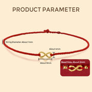 Buddha Stones 999 Gold Mobius Infinite Love Fu Character Copper Coin Protection Handmade Ultra-Thin Rope Bracelet Bracelet BS 10