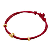 Buddha Stones 999 Gold Small Lucky Rabbit Osmanthus Design Handmade Luck Braided Rope Bracelet Bracelet BS 4