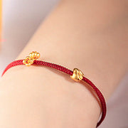 Buddha Stones 999 Gold Small Lucky Rabbit Osmanthus Design Handmade Luck Braided Rope Bracelet Bracelet BS 10