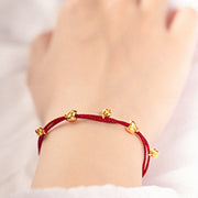 Buddha Stones 999 Gold Small Lucky Rabbit Osmanthus Design Handmade Luck Braided Rope Bracelet Bracelet BS 13