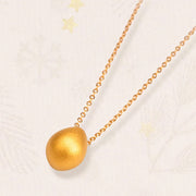 Buddha Stones 999 Gold Egg Water Drop Pattern Blessing Necklace Pendant Necklaces & Pendants BS 2