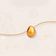 Buddha Stones 999 Gold Egg Water Drop Pattern Blessing Necklace Pendant Necklaces & Pendants BS 3